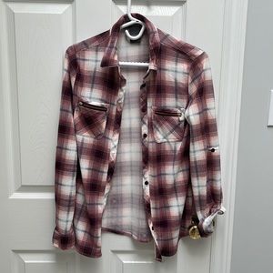Suzy Shier, pink, magenta, white and blue medium flannel